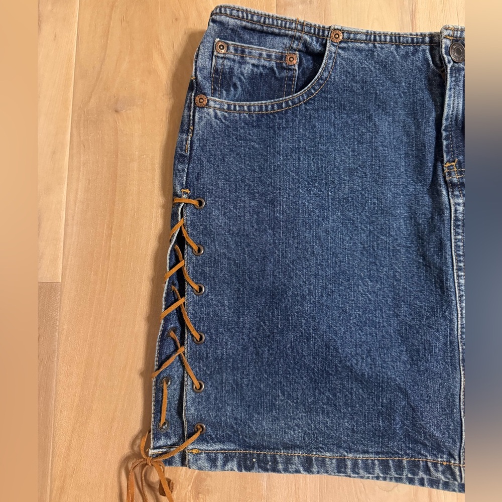 Vintage Y2K Mossimo Denim Lace Up Skirt - Picture 2 of 10